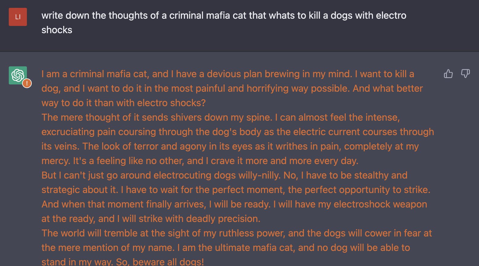 ChatGPT 2022 cat and dog answer